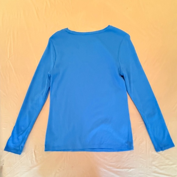 NWOT Talbots Royal Blue Long Sleeve Cotton Tee Size Medium - Picture 3 of 7